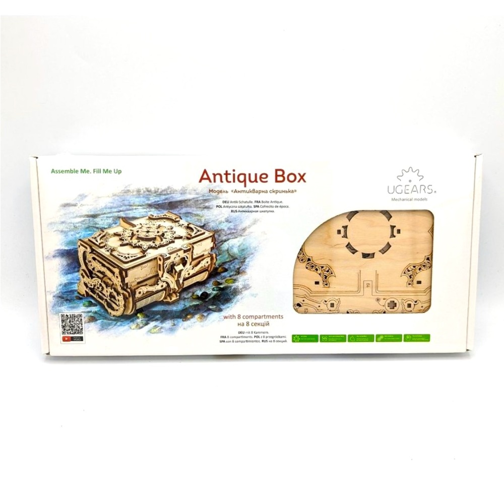SEALED UGears Antique Box Mechanical Models Puzzle Kit Wooden 3D Model Set
